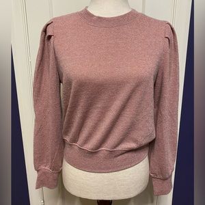 Women's Dusty Rose Puff-Sleeve Sweater